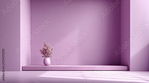 Simple purple wall with soft shadows and blank space, perfect for interior mockups or messaging