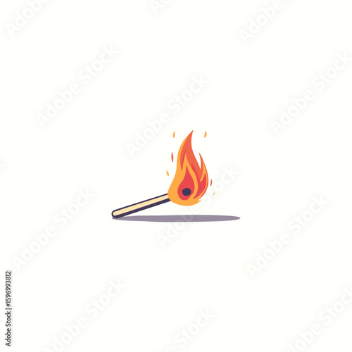 A burning match stick flat vector design