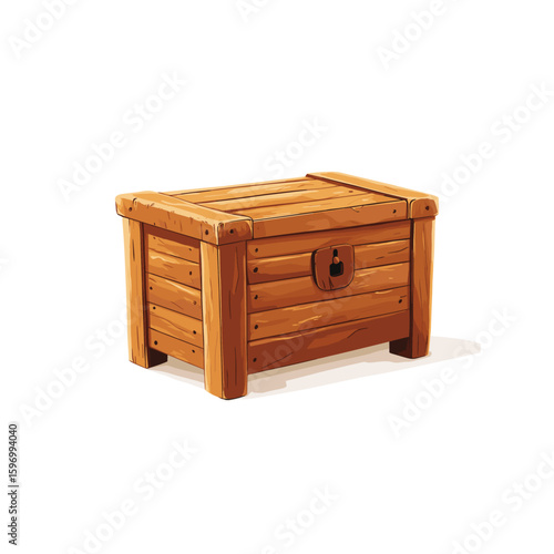 Wooden toy box illustration flat vector design