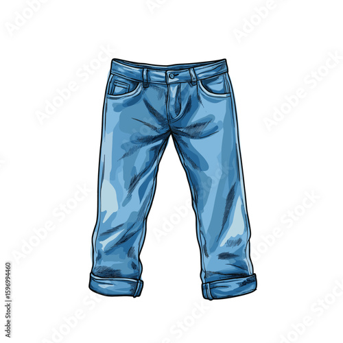 Cartoon blue jeans pant illustration flat vector design