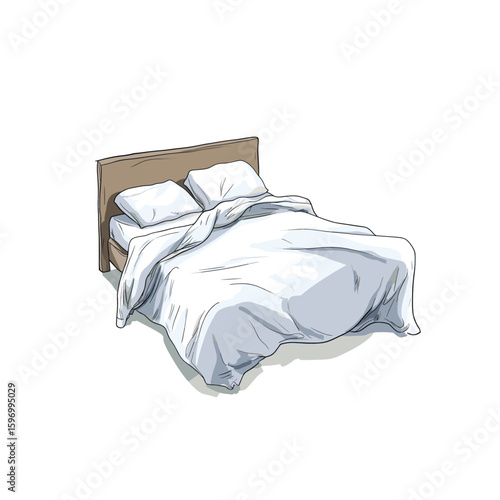 Cartoon bed illustration flat vector design