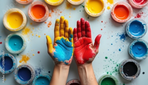 Colorful hands showcasing creativity and artistic expression