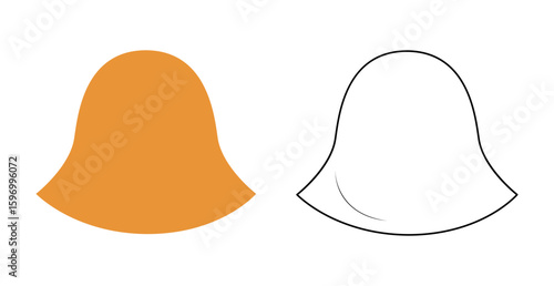 Elevated Hat. Summer Head Fashion accessory cap with floppy narrow brim clothing technical illustration. Vector headgear for Men, women, unisex style, flat template CAD mockup sketch outline isolated