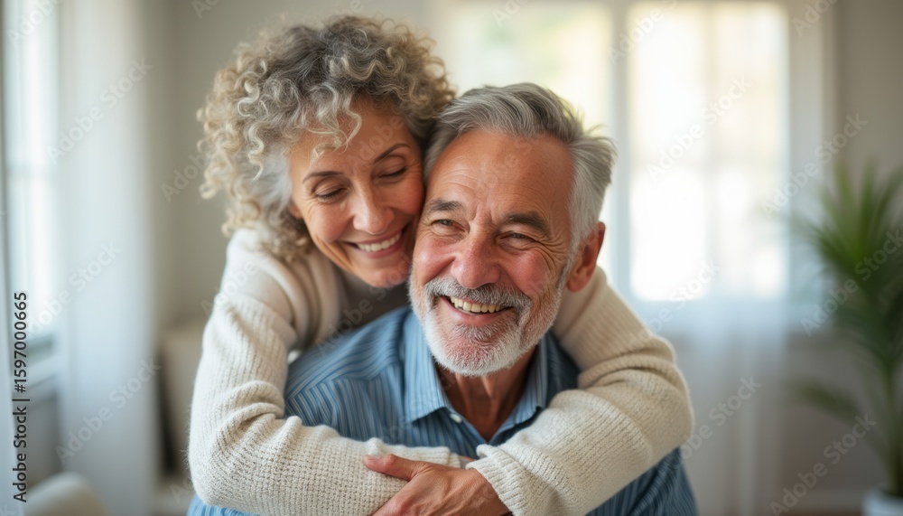Fototapeta premium Joyful elderly couple sharing a warm embrace