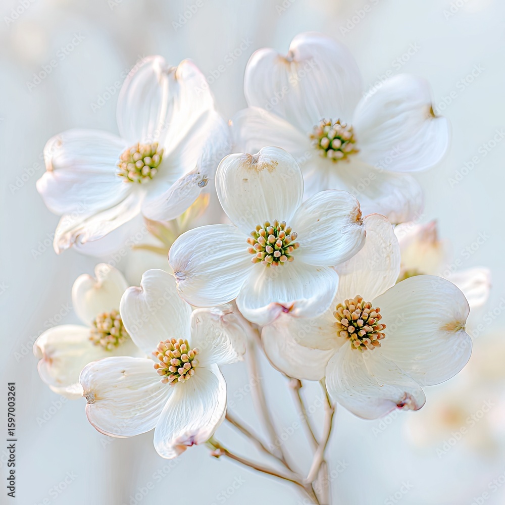Obraz premium Close Up Of Beautiful White Dogwood Blossoms