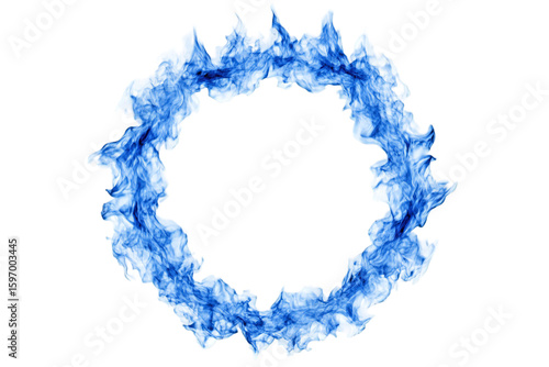 Abstract blue fire ring frame with transparent background for creative designs, perfect for adding a magical touch to any project or using as a unique element in digital art and graphic design