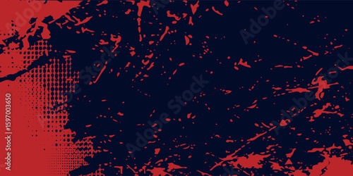 Red halftone dots blue color pattern gradient grunge texture background. Dot pop art comic sport style vector illustration. Eps10