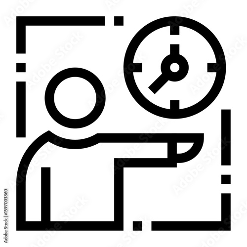 Icono de gestión del tiempo. Planificación y manejo del tiempo. Persona sosteniendo un reloj. Ilustración vectorial