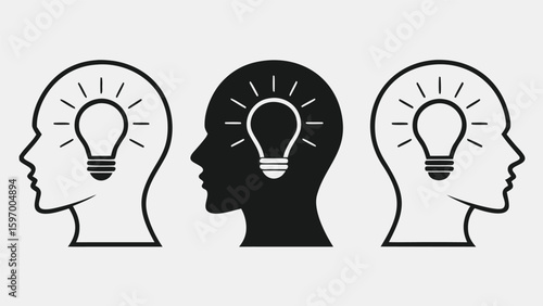 Artificial intelligence icons representing mechanical and intellectual ideas robot and gear icons set in outline style