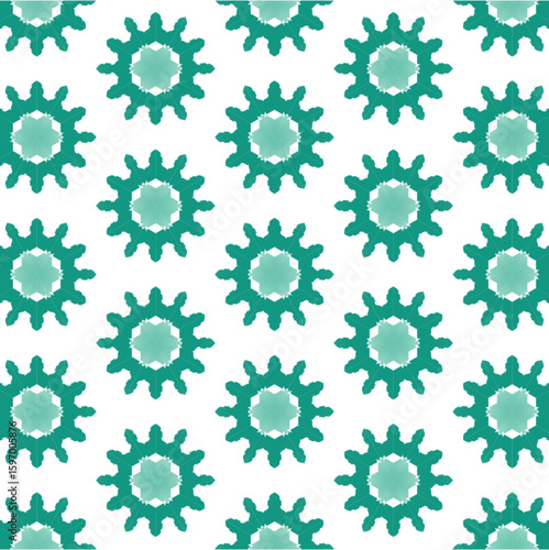 Emerald Green Geometric Kaleidoscope Wallpaper Pattern – Seamless Vector SVG Background