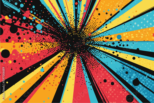 Colorful paint blob cartoon starburst background