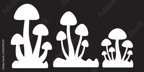 Collection of vector mushroom and toadstool outlines