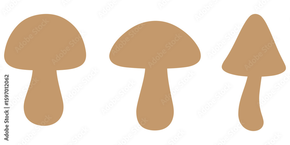 Fototapeta premium set of forest mushrooms silhouette vector on white background