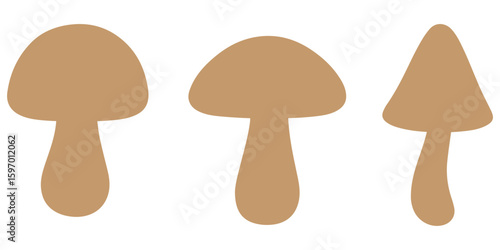 set of forest mushrooms silhouette vector on white background