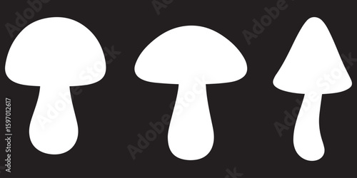set of forest mushrooms silhouette vector on white background