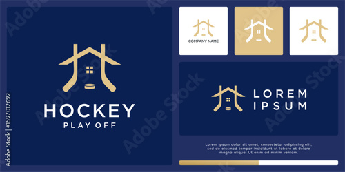Photography Unique hockey logo design vector template