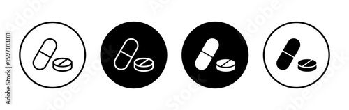 Pills icon symbol for apps and websites. capsule icon. Drug sign and symbol