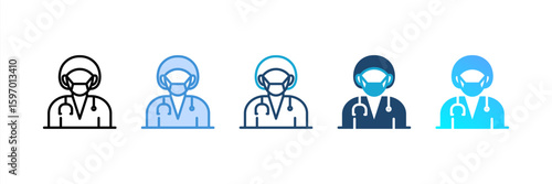 Surgeon icon set multiple style collection
