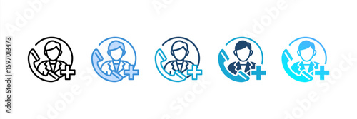 Doctor On Call icon set multiple style collection