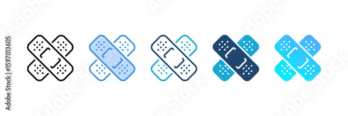 Adhesive Plaster icon set multiple style collection