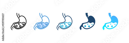 Stomach icon set multiple style collection