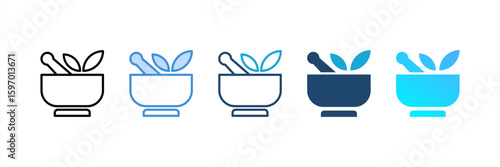 Ayurvedic icon set multiple style collection