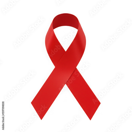 Red ribbon awareness symbol isolated on transparent background