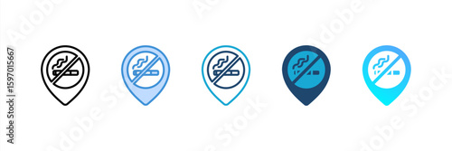 No Smoking Area icon set multiple style collection