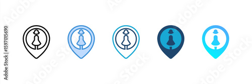Ladies Room icon set multiple style collection