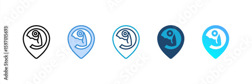 Gym icon set multiple style collection