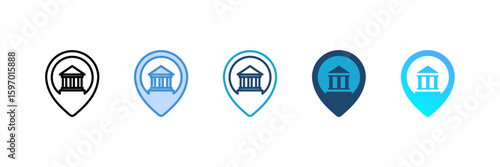 Museum icon set multiple style collection