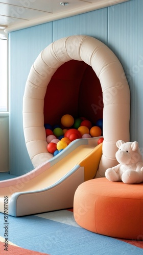 Indoor Children's Play Area with Slide and Ball Pit