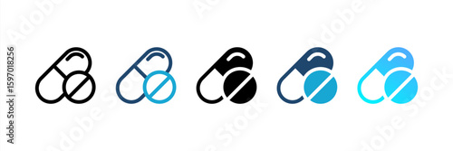 Pharmacy icon set multiple style collection