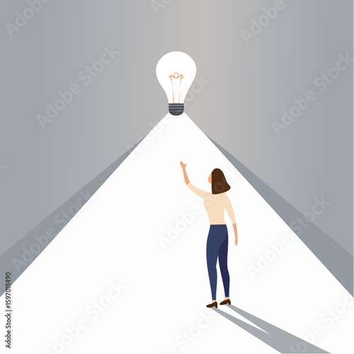 Shadowy figure watching someone succeed in light, symbolizing jealousy and personal comparison in vector format.
