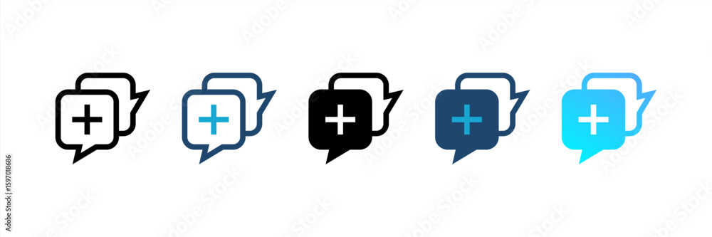 Obraz premium Doctor Chat icon set multiple style collection