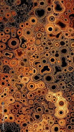 Abstract Orange Brown Black And Gold Geometric Pattern