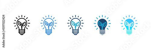 Green Energy icon set multiple style collection