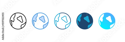 Earth icon set multiple style collection