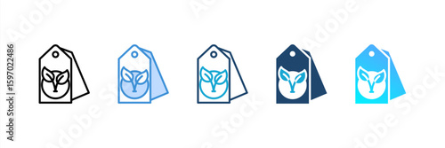 Eco Label icon set multiple style collection