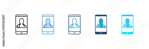 Telehealth icon set multiple style collection