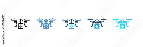 Smart Drone icon set multiple style collection