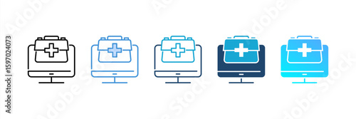Medical Treatment icon set multiple style collection