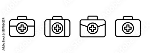 Medical box icon logo design. Medical suitcase sign and symbol. First aid icon