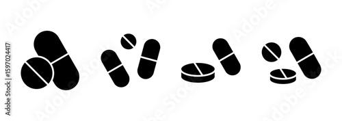 Pills icon logo design. capsule icon. Drug sign and symbol