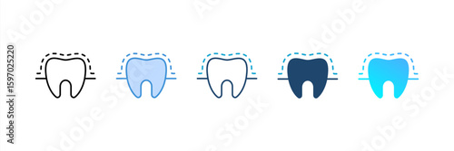 Enamel icon set multiple style collection
