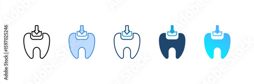 Tooth Filling icon set multiple style collection