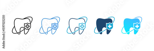 Dentistry icon set multiple style collection