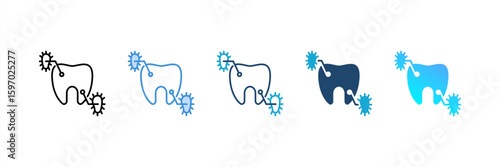 Bacteria icon set multiple style collection