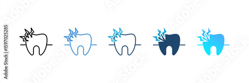 Toothache icon set multiple style collection