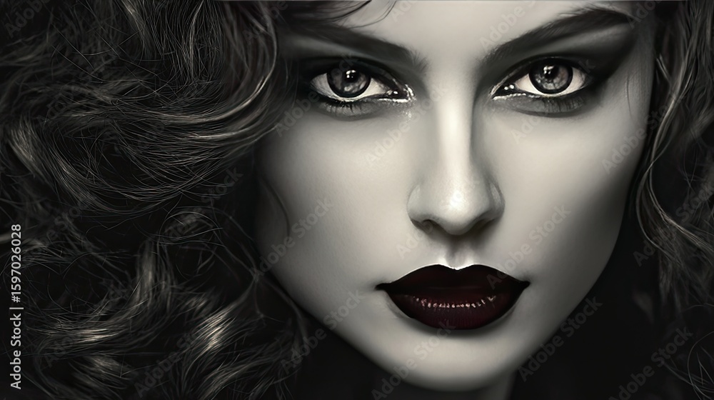 Fototapeta premium Close-up portrait of a woman with dramatic makeup.